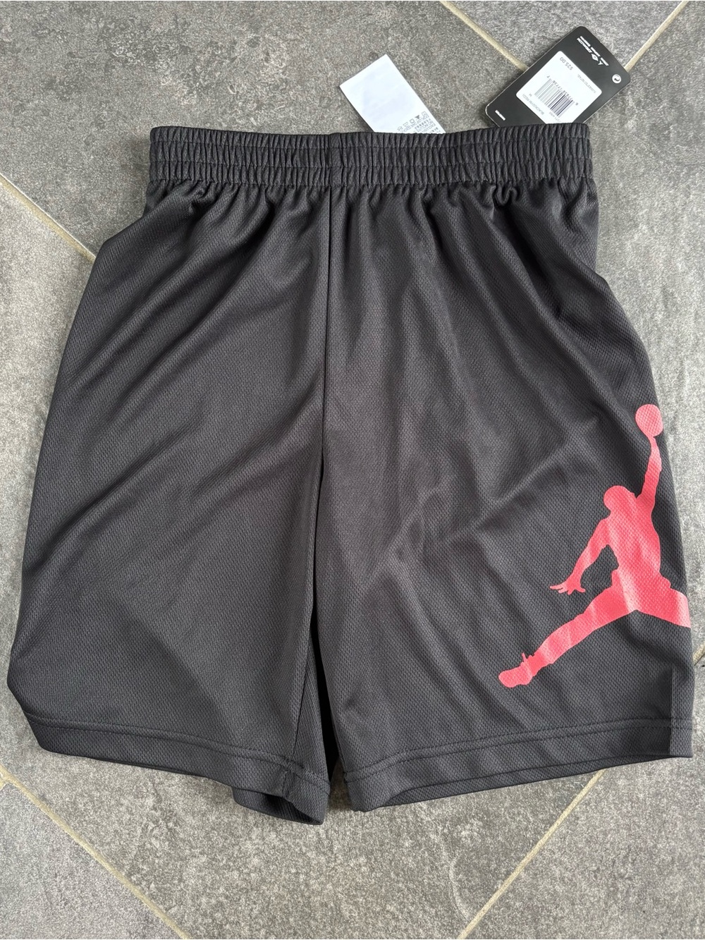 Nike Jordan Boys M Mesh Black Athletic Shorts with Red Jumpman Accent 6” inseam